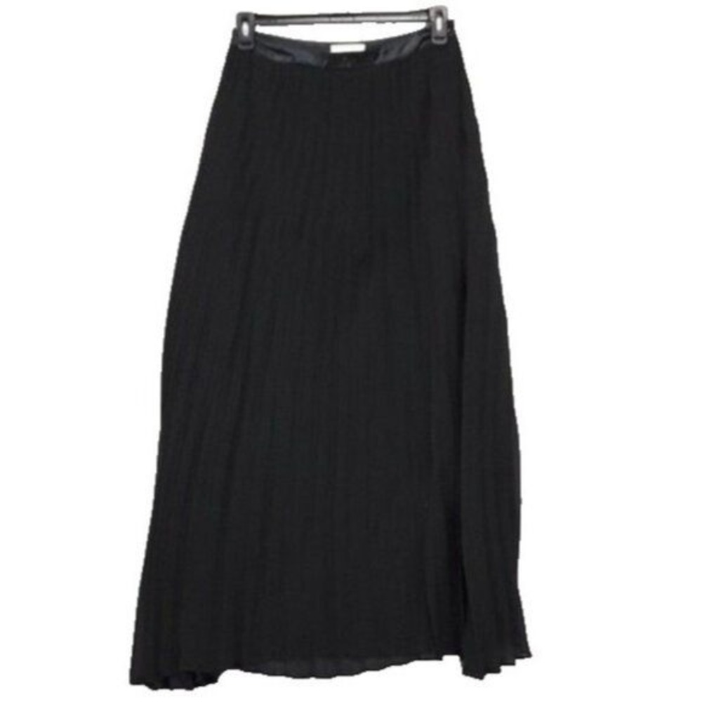 Honey Punch Pleated Maxi Skirt‎ Womens Large Black Chiffon Boho Flowy Evening